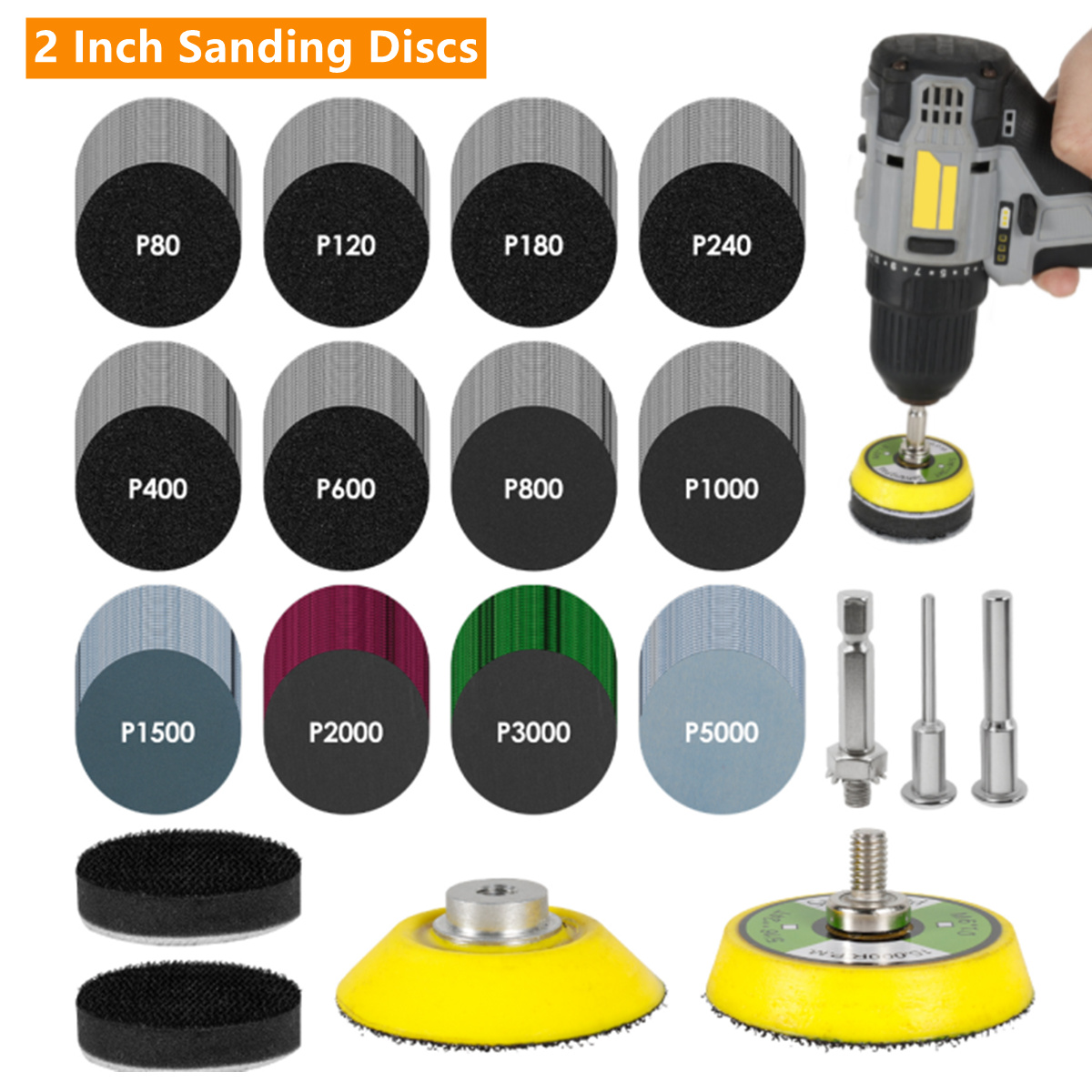 Grinder Polishing Pad Kit - 50/160/240 Pz 2/3 Pollici 50mm Dischi