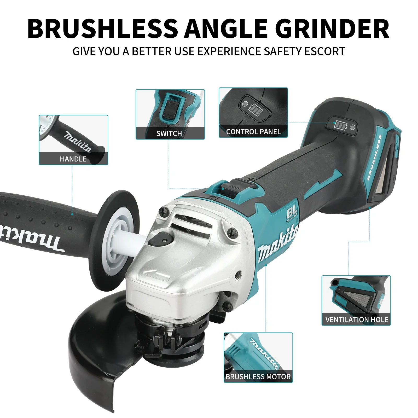 Angle Grinder Variable Speed Corded - Smerigliatrice angolare Makita DGA404 18V senza